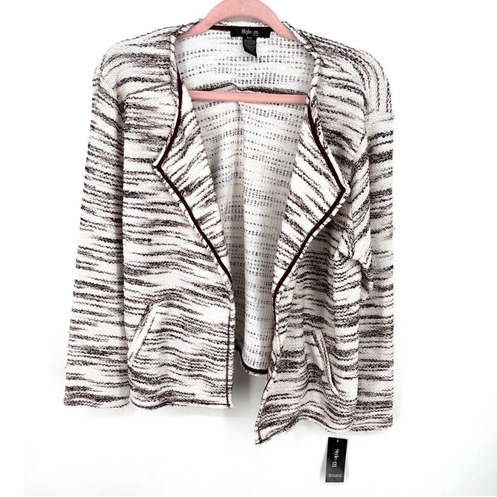 Style & Co Petite Open Front Cardigan PXL NWT Cotton Blend - Picture 2 of 7